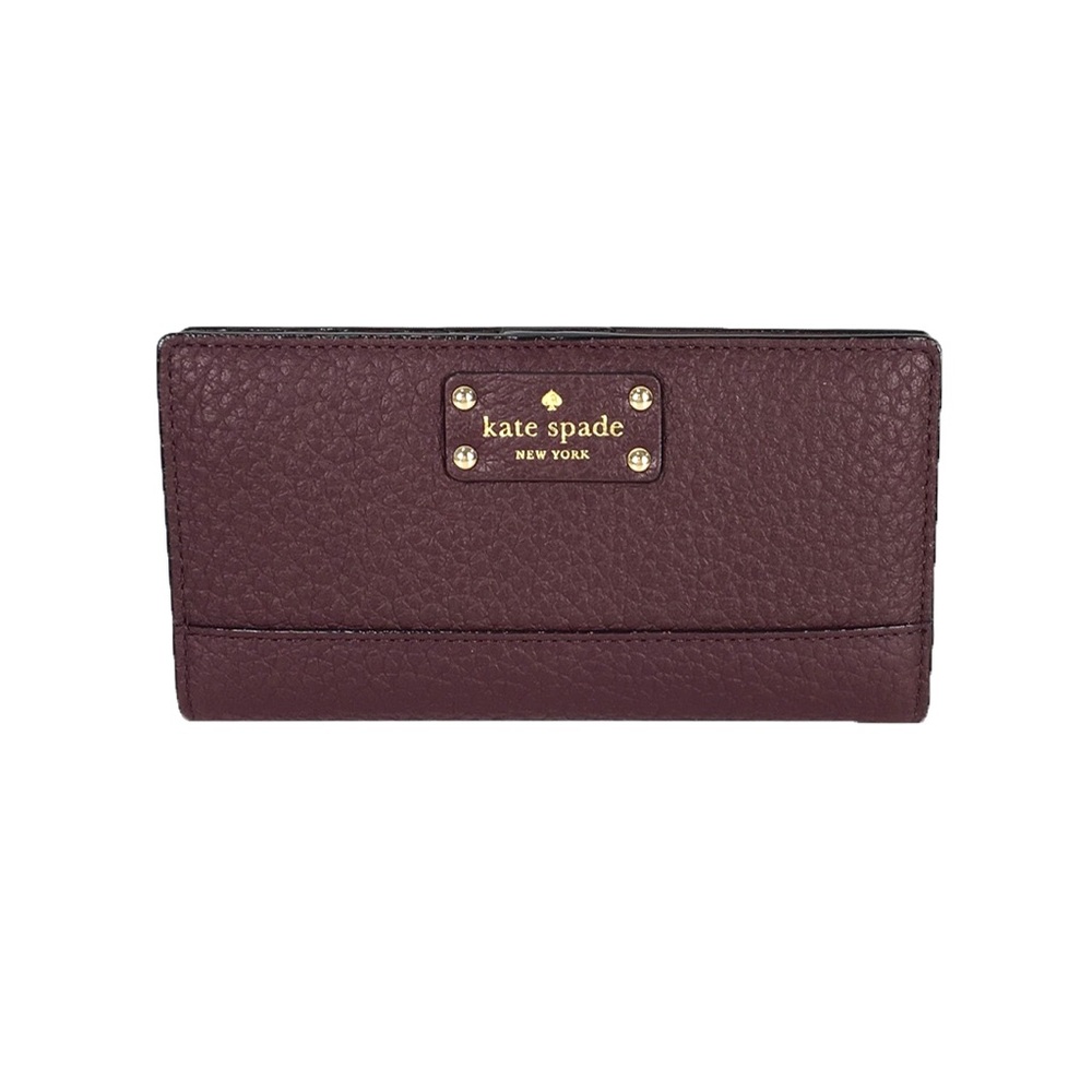 Kate Spade Bay Street Stacy Leather Wallet NEW Black Cherry Burgundy - Picture 2 of 6